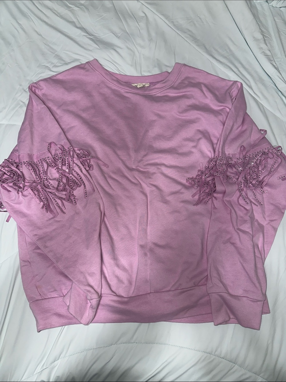 Womens Pink Fringe Long Sleeve Shirt